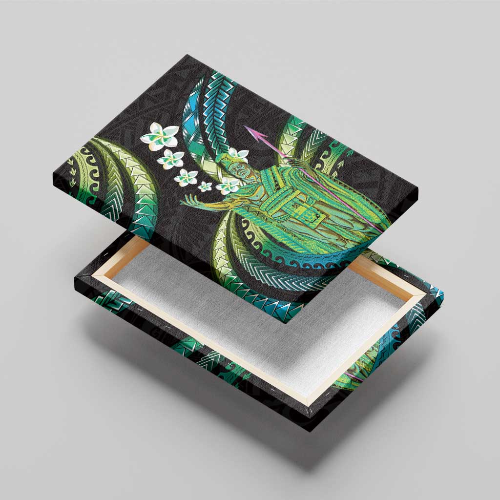 Hawaii King Kamehameha Canvas Wall Art Fantastic Plumeria Chartreuse Cyan LT01 - Polynesian Pride