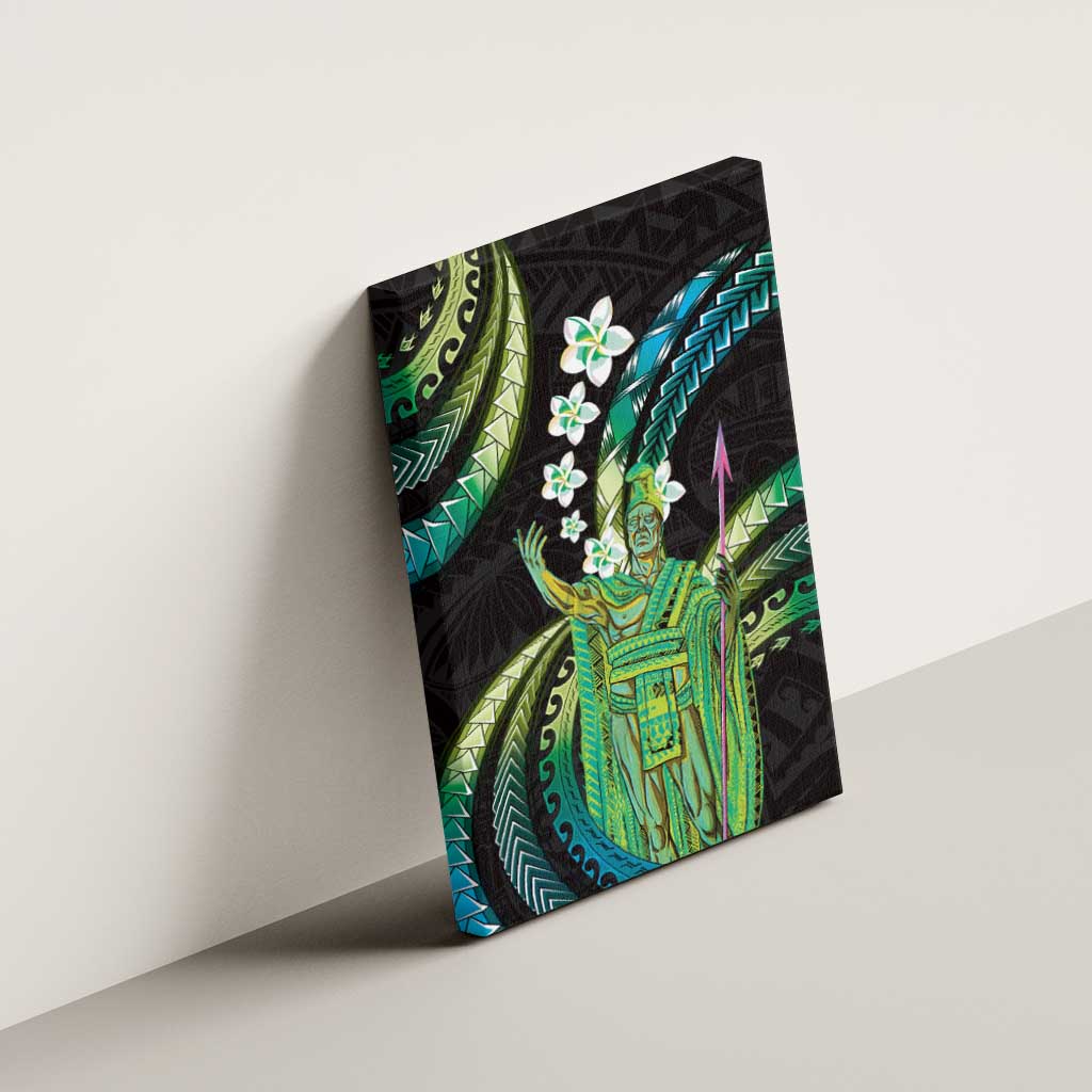 Hawaii King Kamehameha Canvas Wall Art Fantastic Plumeria Chartreuse Cyan LT01 - Polynesian Pride