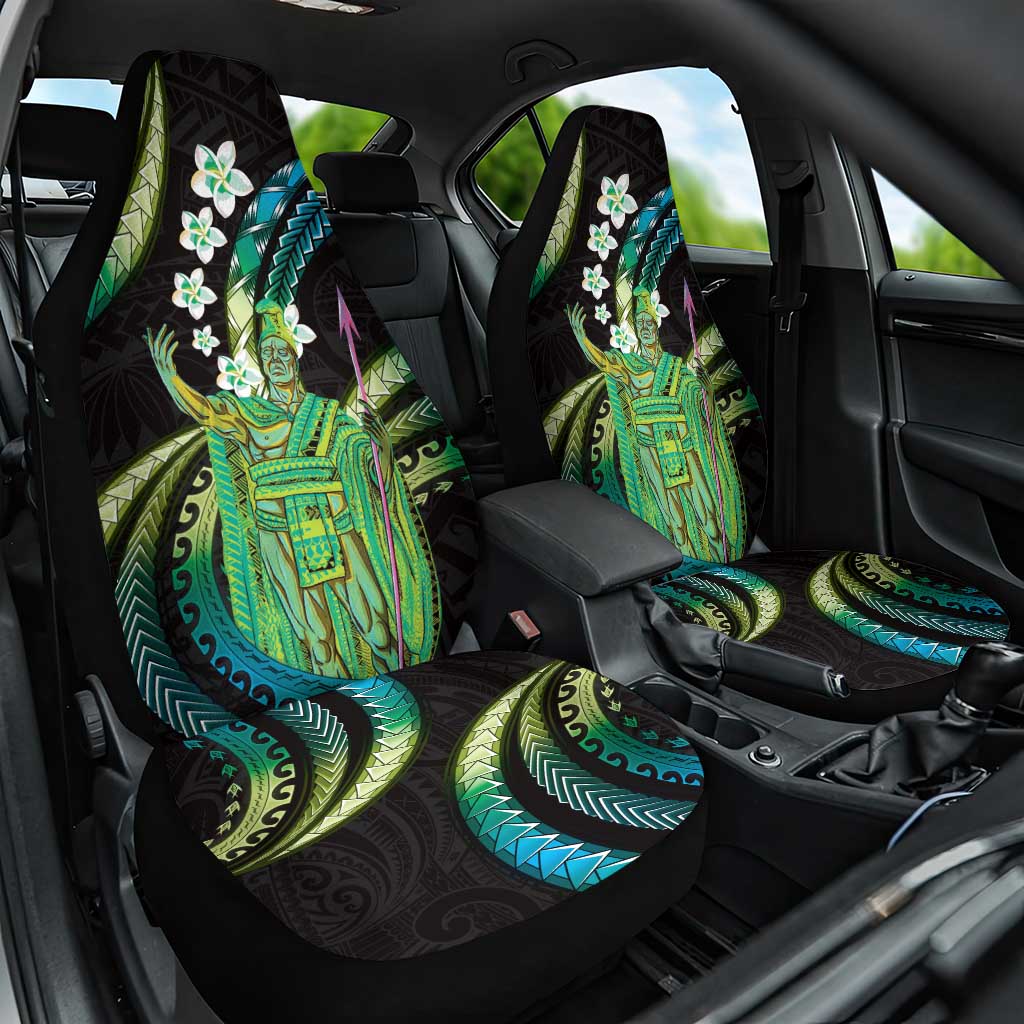 Hawaii King Kamehameha Car Seat Cover Fantastic Plumeria Chartreuse Cyan LT01 One Size Cyan - Polynesian Pride