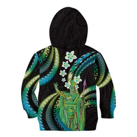 Hawaii King Kamehameha Kid Hoodie Fantastic Plumeria Chartreuse Cyan LT01 - Polynesian Pride