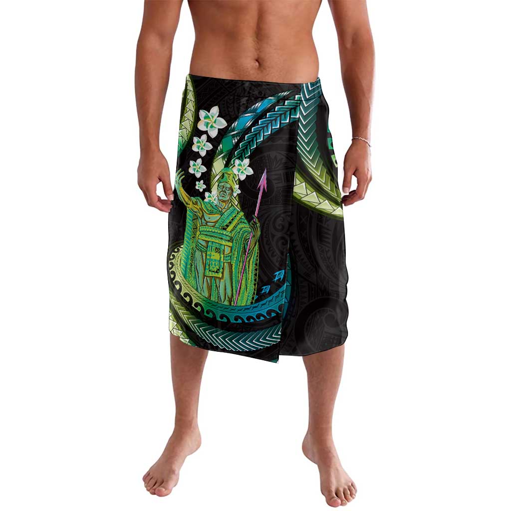 Hawaii King Kamehameha Lavalava Fantastic Plumeria Chartreuse Cyan LT01 Cyan - Polynesian Pride