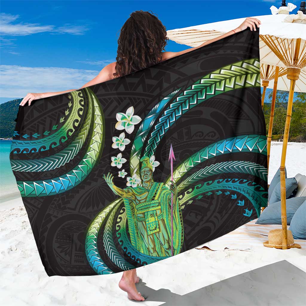 Hawaii King Kamehameha Sarong Fantastic Plumeria Chartreuse Cyan LT01 One Size 44 x 66 inches Cyan - Polynesian Pride