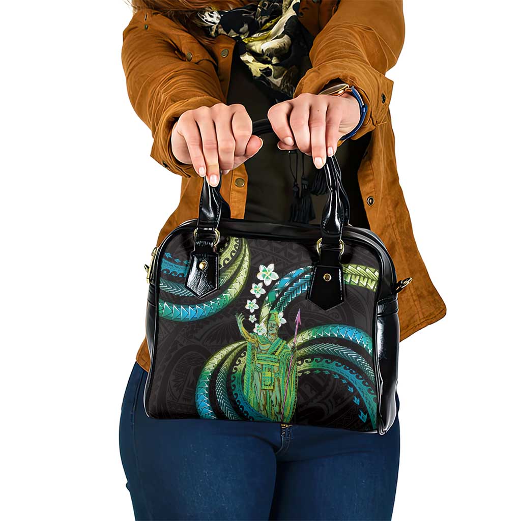 Hawaii King Kamehameha Shoulder Handbag Fantastic Plumeria Chartreuse Cyan LT01 One Size Cyan - Polynesian Pride