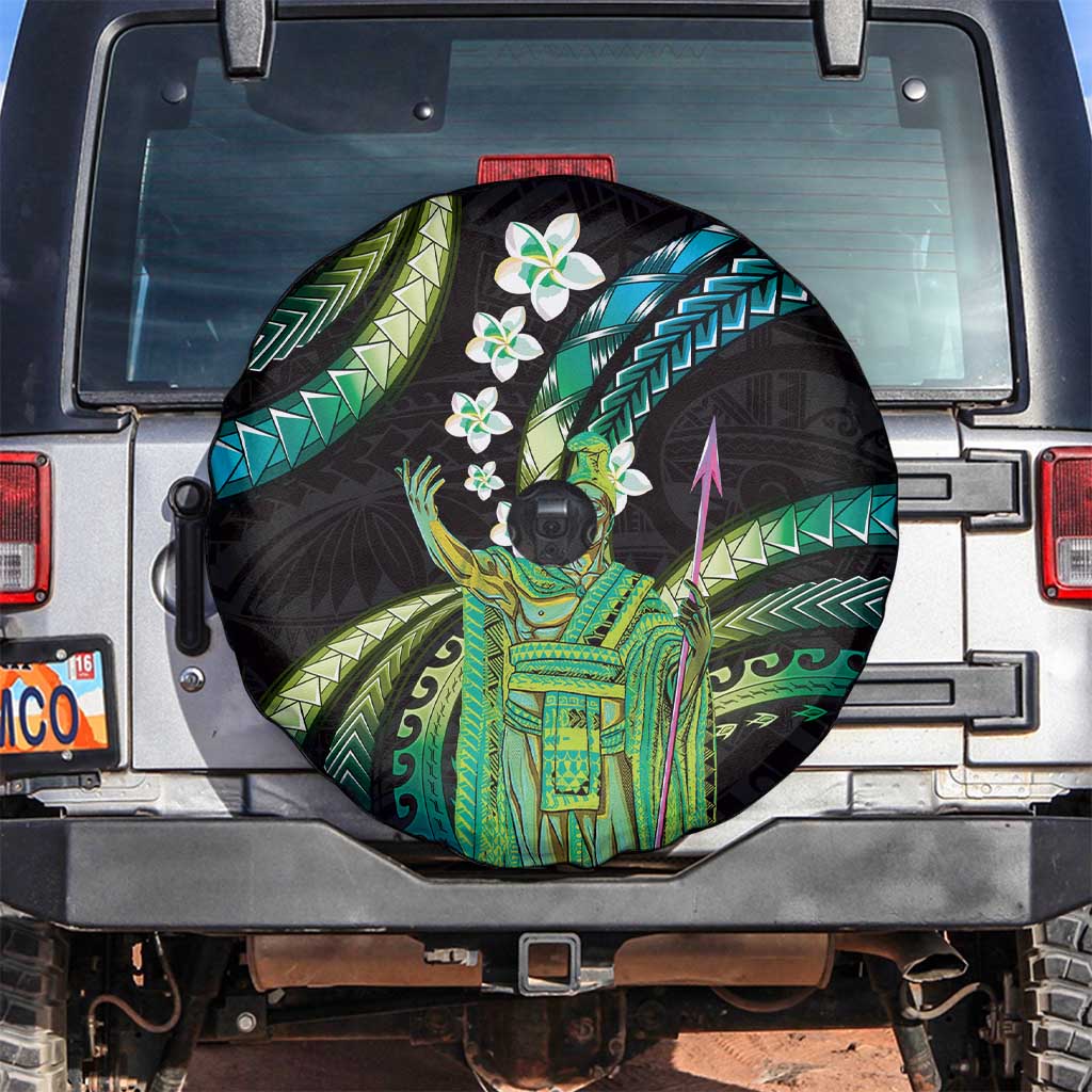 Hawaii King Kamehameha Spare Tire Cover Fantastic Plumeria Chartreuse Cyan LT01 Cyan - Polynesian Pride