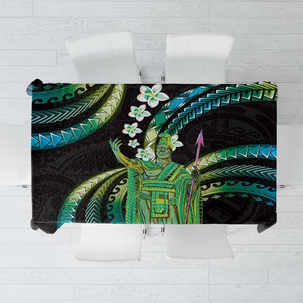 Hawaii King Kamehameha Tablecloth Fantastic Plumeria Chartreuse Cyan LT01 Cyan - Polynesian Pride