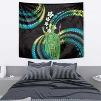 Hawaii King Kamehameha Tapestry Fantastic Plumeria Chartreuse Cyan LT01 - Polynesian Pride