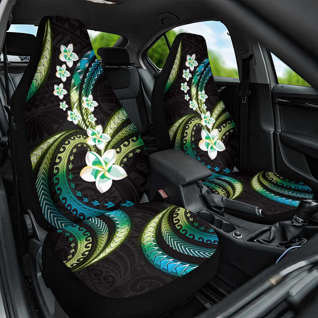 Hawaii Plumeria Car Seat Cover Chartreuse Cyan Polynesian Pattern LT01 One Size Cyan - Polynesian Pride