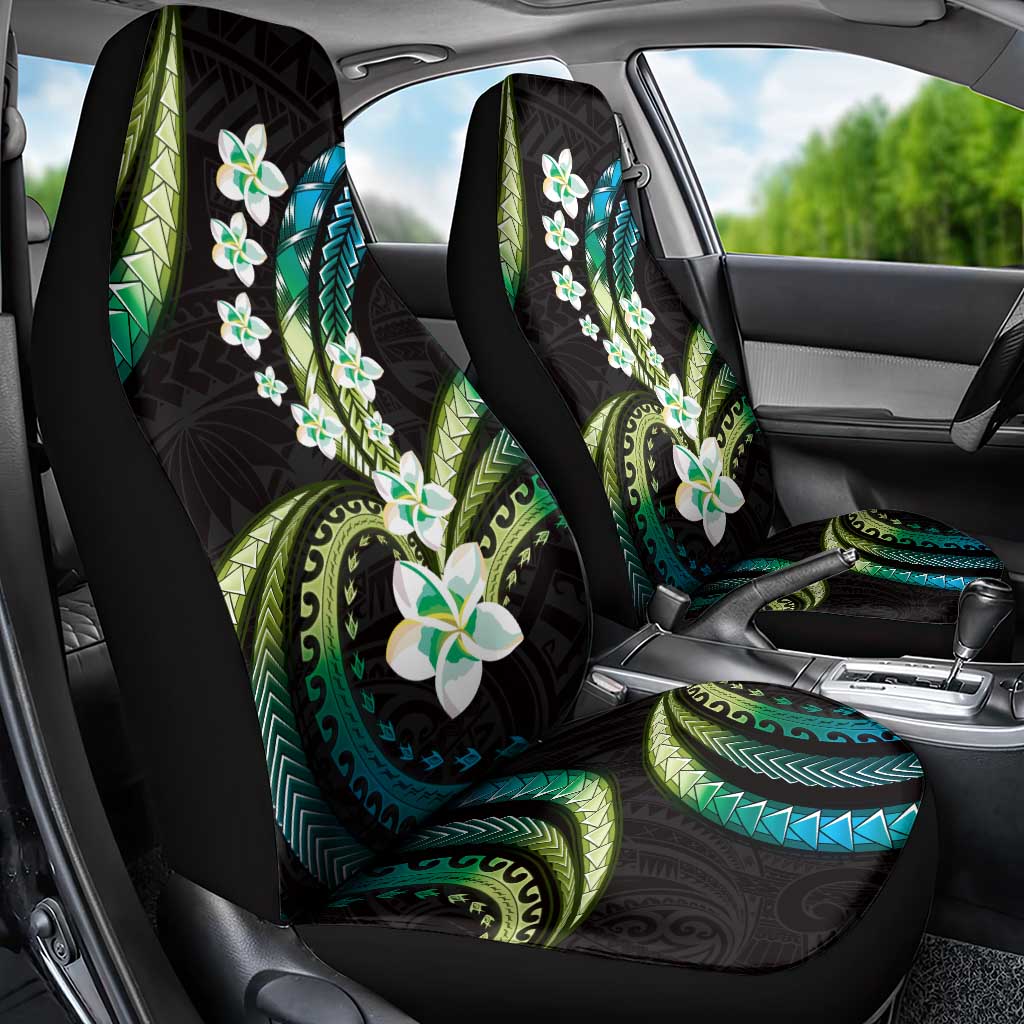 Hawaii Plumeria Car Seat Cover Chartreuse Cyan Polynesian Pattern LT01 - Polynesian Pride