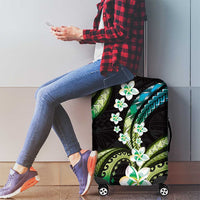 Hawaii Plumeria Luggage Cover Chartreuse Cyan Polynesian Pattern LT01 - Polynesian Pride
