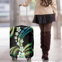 Hawaii Plumeria Luggage Cover Chartreuse Cyan Polynesian Pattern LT01 - Polynesian Pride