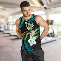 Hawaii Plumeria Men Tank Top Chartreuse Cyan Polynesian Pattern LT01 Cyan - Polynesian Pride