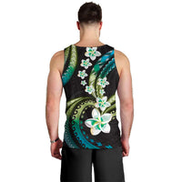 Hawaii Plumeria Men Tank Top Chartreuse Cyan Polynesian Pattern LT01 - Polynesian Pride