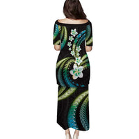 Hawaii Plumeria Puletasi Chartreuse Cyan Polynesian Pattern LT01 - Polynesian Pride