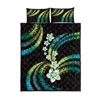 Hawaii Plumeria Quilt Bed Set Chartreuse Cyan Polynesian Pattern LT01 - Polynesian Pride