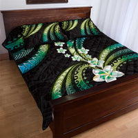 Hawaii Plumeria Quilt Bed Set Chartreuse Cyan Polynesian Pattern LT01 - Polynesian Pride