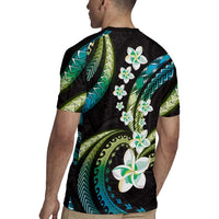 Hawaii Plumeria Rugby Jersey Chartreuse Cyan Polynesian Pattern LT01 - Polynesian Pride