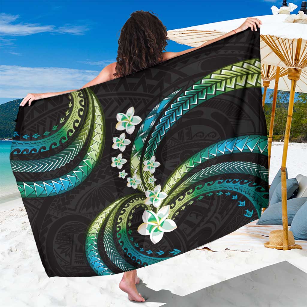 Hawaii Plumeria Sarong Chartreuse Cyan Polynesian Pattern LT01 One Size 44 x 66 inches Cyan - Polynesian Pride