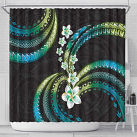 Hawaii Plumeria Shower Curtain Chartreuse Cyan Polynesian Pattern LT01 - Polynesian Pride