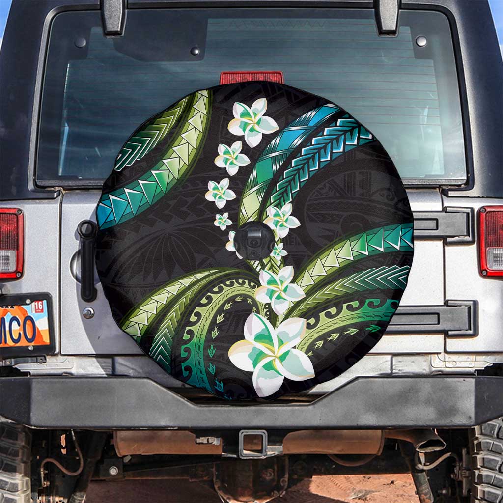 Hawaii Plumeria Spare Tire Cover Chartreuse Cyan Polynesian Pattern LT01 Cyan - Polynesian Pride