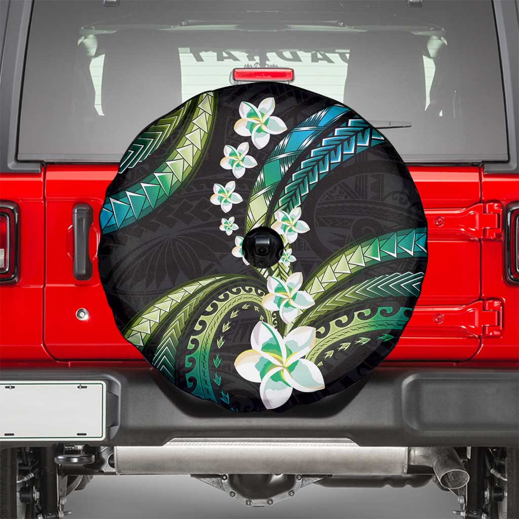 Hawaii Plumeria Spare Tire Cover Chartreuse Cyan Polynesian Pattern LT01 - Polynesian Pride