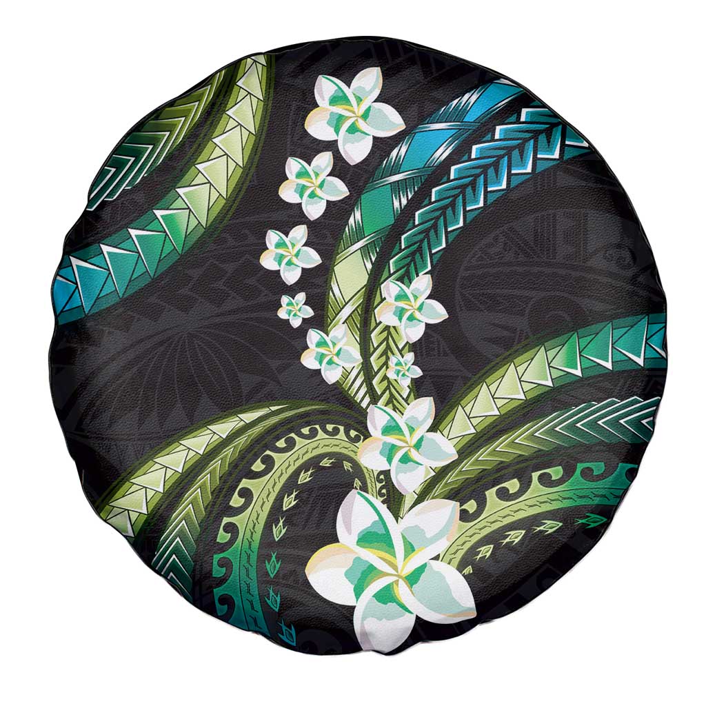 Hawaii Plumeria Spare Tire Cover Chartreuse Cyan Polynesian Pattern LT01 - Polynesian Pride