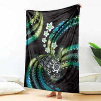 Hawaii Shaka Sign Blanket Fantastic Frangipani Chartreuse Cyan LT01 - Polynesian Pride