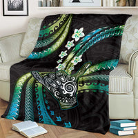Hawaii Shaka Sign Blanket Fantastic Frangipani Chartreuse Cyan LT01 - Polynesian Pride