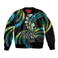 Hawaii Shaka Sign Bomber Jacket Fantastic Frangipani Chartreuse Cyan LT01 Unisex Cyan - Polynesian Pride