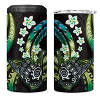 Hawaii Shaka Sign 4 in 1 Can Cooler Tumbler Fantastic Frangipani Chartreuse Cyan LT01 One Size: 16 oz Cyan - Polynesian Pride