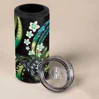 Hawaii Shaka Sign 4 in 1 Can Cooler Tumbler Fantastic Frangipani Chartreuse Cyan LT01 - Polynesian Pride
