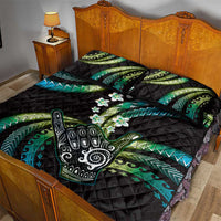 Hawaii Shaka Sign Quilt Bed Set Fantastic Frangipani Chartreuse Cyan LT01 - Polynesian Pride