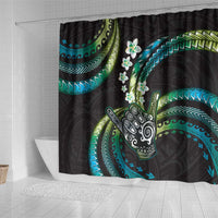 Hawaii Shaka Sign Shower Curtain Fantastic Frangipani Chartreuse Cyan LT01 - Polynesian Pride