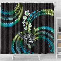 Hawaii Shaka Sign Shower Curtain Fantastic Frangipani Chartreuse Cyan LT01 - Polynesian Pride