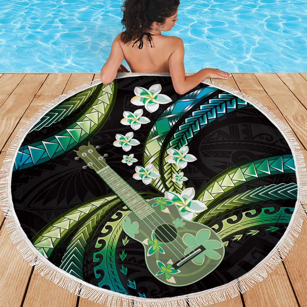 Hawaiian Ukulele Beach Blanket Chartreuse Cyan Fantastic Plumeria LT01 - Polynesian Pride