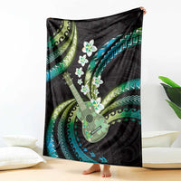 Hawaiian Ukulele Blanket Chartreuse Cyan Fantastic Plumeria LT01 - Polynesian Pride