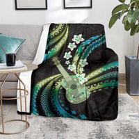 Hawaiian Ukulele Blanket Chartreuse Cyan Fantastic Plumeria LT01 - Polynesian Pride