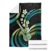 Hawaiian Ukulele Blanket Chartreuse Cyan Fantastic Plumeria LT01 - Polynesian Pride