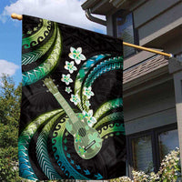 Hawaiian Ukulele Garden Flag Chartreuse Cyan Fantastic Plumeria LT01 - Polynesian Pride