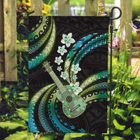 Hawaiian Ukulele Garden Flag Chartreuse Cyan Fantastic Plumeria LT01 Garden Flag Cyan - Polynesian Pride