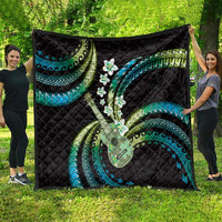 Hawaiian Ukulele Quilt Chartreuse Cyan Fantastic Plumeria LT01 - Polynesian Pride