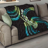 Hawaiian Ukulele Quilt Chartreuse Cyan Fantastic Plumeria LT01 - Polynesian Pride