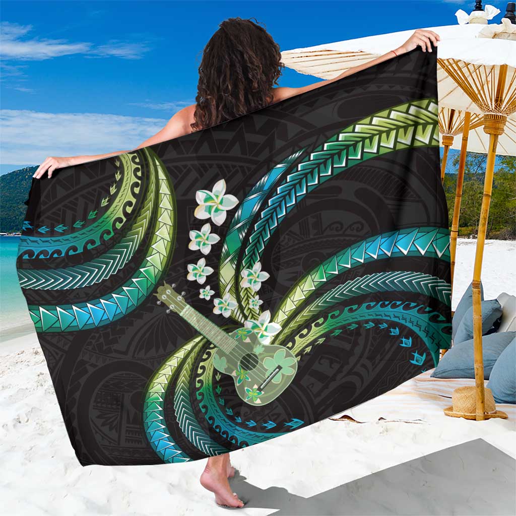 Hawaiian Ukulele Sarong Chartreuse Cyan Fantastic Plumeria LT01 One Size 44 x 66 inches Cyan - Polynesian Pride