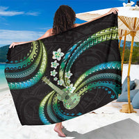Hawaiian Ukulele Sarong Chartreuse Cyan Fantastic Plumeria LT01 One Size 44 x 66 inches Cyan - Polynesian Pride