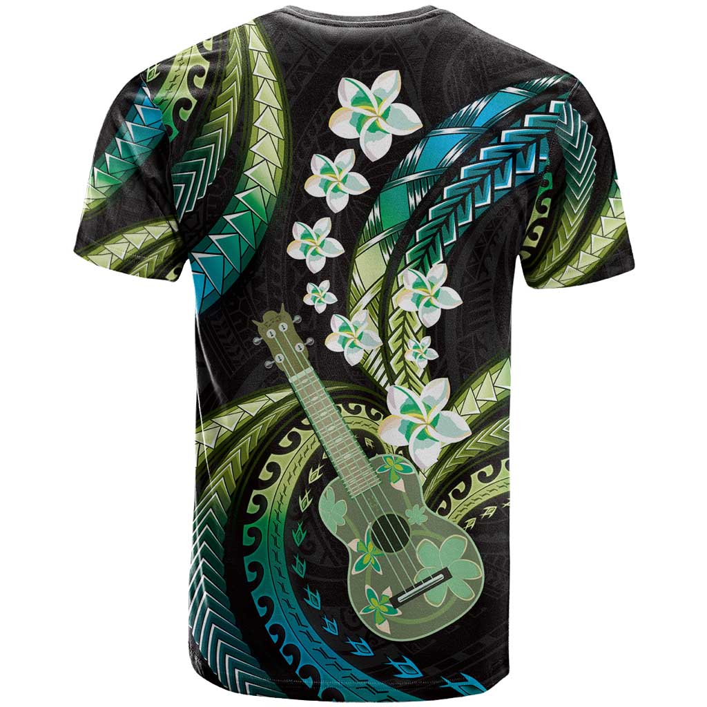 Hawaiian Ukulele T Shirt Chartreuse Cyan Fantastic Plumeria LT01 - Polynesian Pride