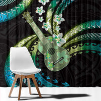 Hawaiian Ukulele Window Curtain Chartreuse Cyan Fantastic Plumeria LT01 - Polynesian Pride