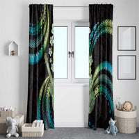 Hawaiian Ukulele Window Curtain Chartreuse Cyan Fantastic Plumeria LT01 - Polynesian Pride