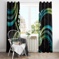 Hawaiian Ukulele Window Curtain Chartreuse Cyan Fantastic Plumeria LT01 - Polynesian Pride