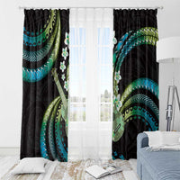 Hawaiian Ukulele Window Curtain Chartreuse Cyan Fantastic Plumeria LT01 - Polynesian Pride