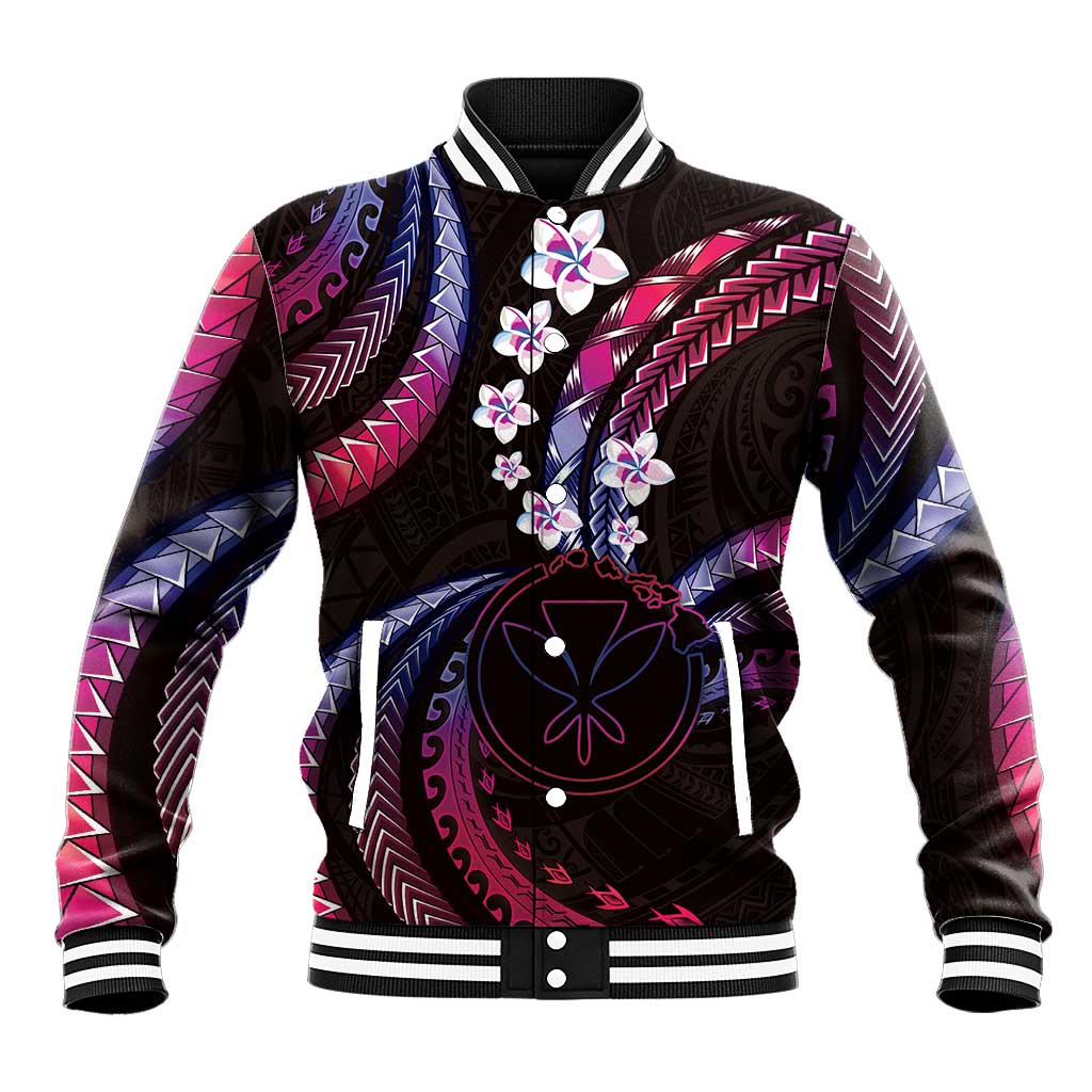Hawaii Map Kanaka Maoli Baseball Jacket Fantastic Frangipani Sweet Dream LT01 Unisex Pink - Polynesian Pride