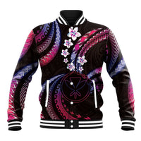 Hawaii Map Kanaka Maoli Baseball Jacket Fantastic Frangipani Sweet Dream LT01 Unisex Pink - Polynesian Pride